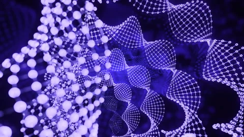 Abstract spinning many dna spirals of many tiny dots. Design. Concept of science 库存影片 252759976