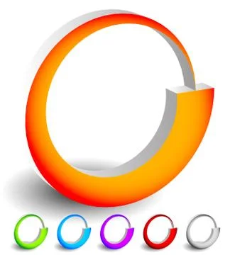 Abstract spinning, rotating shapes. 6 colors included: Orange, green, blue, p Stock Illustration
