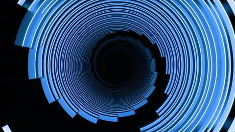 Abstract spinning sci fi spiral on a black background. Design. Rotating bending Stock Footage 240224126
