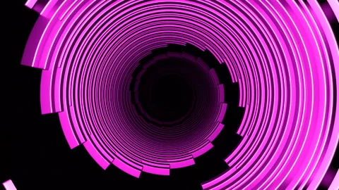 Abstract spinning sci fi spiral on a black background. Design. Rotating bending Stock Footage 240576352