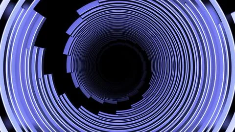 Abstract spinning sci fi spiral on a black background. Design. Rotating bending Ilustración de archivo