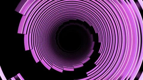 Abstract spinning sci fi spiral on a black background. Design. Rotating bending Ilustración de archivo