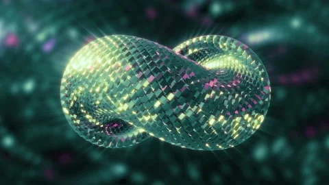 Abstract spinning slowly twisted chain object. Motion. Metal horizontal infinite Video stock 168257979