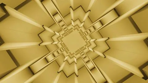Abstract spinning technological squared tunnel. Design. Flying in rotating Stock Illustration