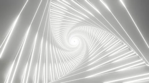 Abstract Spinning Triangular Background, White Modern Neon Light Spectrum Illustrazione stock