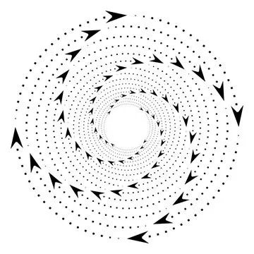 Abstract Spiral Arrow Pattern with Dotted Circular Motion Illustrazione stock