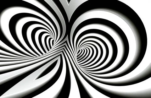 Abstract spiral background in black and white pattern.3d illustration Stock Illustration