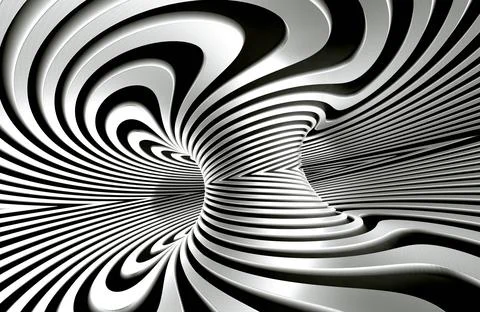 Abstract spiral background in black and white pattern.3d illustration Stock Illustration