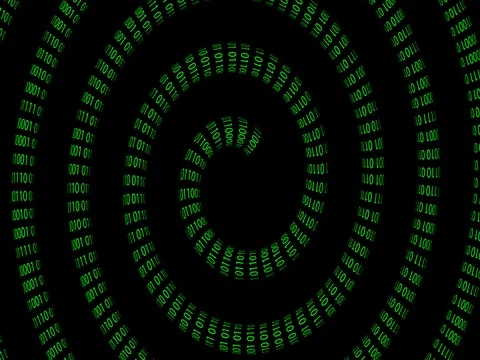 Abstract spiral binary code background, seamless loop (alpha channel) Stock Footage 77614746