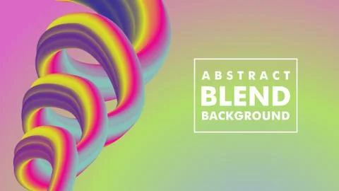 Abstract Spiral Blend Background Design Template, Gradation, Green, Pink, Blu Stock Illustration