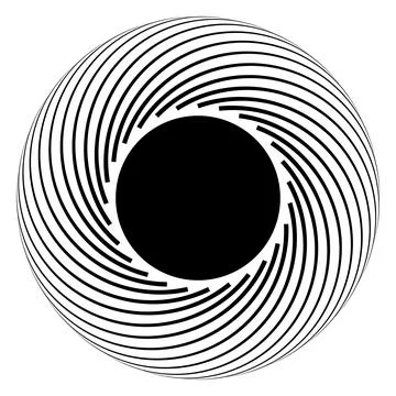 Abstract Spiral Circle with Concentric Line Pattern Stock Illustration