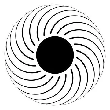 Abstract Spiral Circular Line Pattern with Black Center Stock Illustration