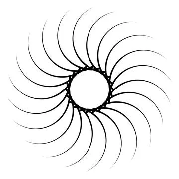 Abstract Spiral Circular Line Pattern with Radial Geometric Design Stock Illustration