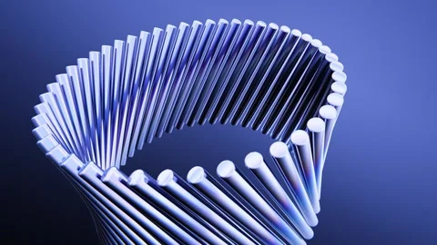 Abstract spiral design with a gradient blue background and metallic elements Stock Footage 347883096