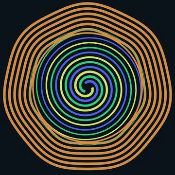 Abstract spiral design with gradient concentric circles on dark background Stock Illustration