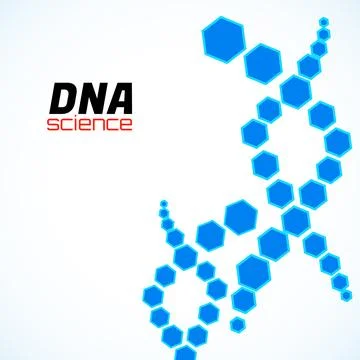 Abstract spiral of DNA, hexagon elements. Isolated on white background. Vecto Illustrazione stock