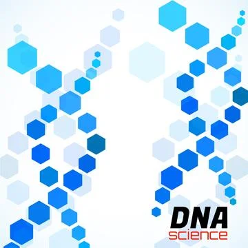 Abstract spiral of DNA, hexagon elements. Isolated on white background Stock Illustration
