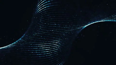 Abstract spiral form with particles rotating in a cyber space. Stock Footage 94854844