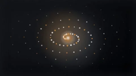 Abstract spiral galaxy with glowing particles Stockbeeldmateriaal 340596446