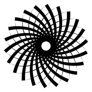 Abstract Spiral Geometric Pattern with Radial Black and White Design Stock Illustration