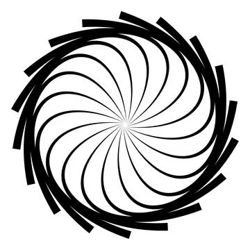 Abstract Spiral Geometric Pattern with Radial Black Circular Design Stock Illustration