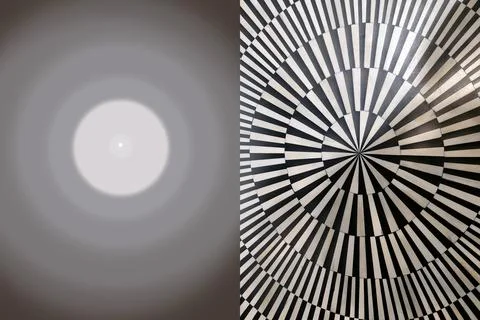 Abstract spiral geometric pattern with soft light background, modern architectur Stock Photos