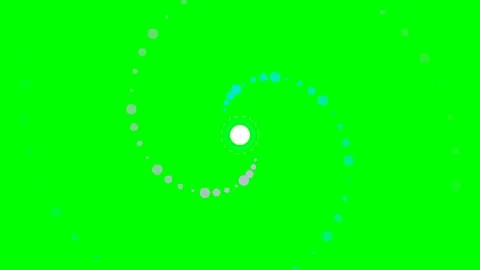 Abstract spiral graphic with white and cyan dots on a vibrant green backgroun Stock Footage 341824472