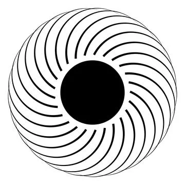 Abstract Spiral Line Circle with Central Black Disc Stock Illustration