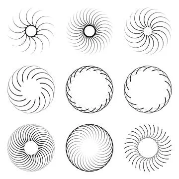 Abstract Spiral Line Pattern Collection on White Stock Illustration