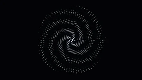 Abstract spiral of monochrome pixels on a black background Stock Footage 335875696