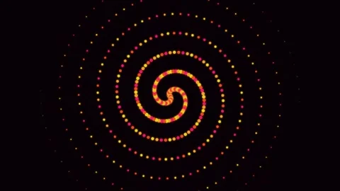 Abstract spiral motion background, with glowing orange, and yellow dots, on Stock Footage 346686942
