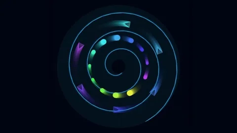 Abstract Spiral Motion of Geometric Shapes on Dark Background 2 Stock Footage 333995384