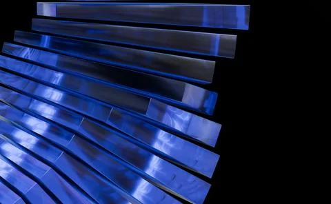 Abstract spiral of overlapping, reflective blue-purple translucent rectangu.. Stock Illustration