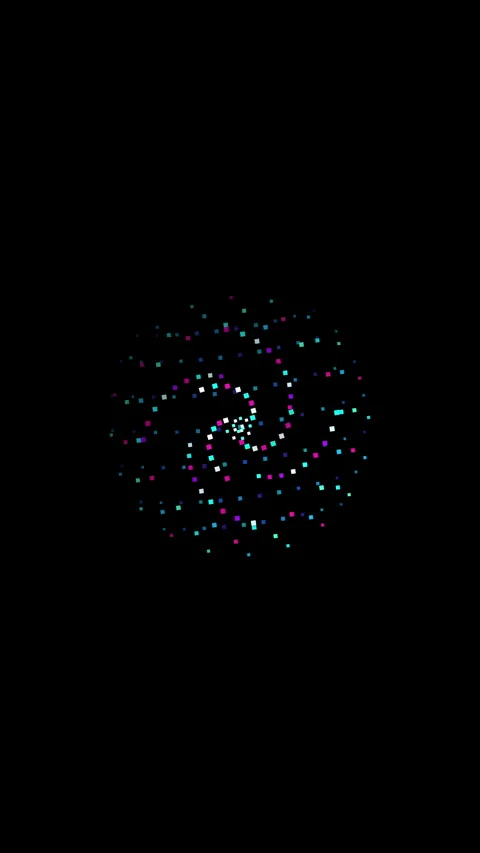 Abstract spiral particle vortex loop with glowing neon dots and motion Stock Footage 346736572