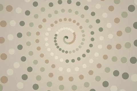 Abstract spiral pattern with beige and green dots Stock Illustration