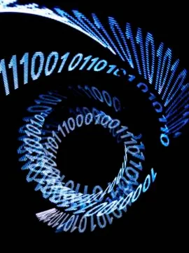 An abstract spiral pattern of binary code Stock Photos