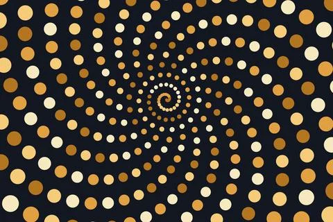 Abstract spiral pattern with black and gold dots design 库存插图