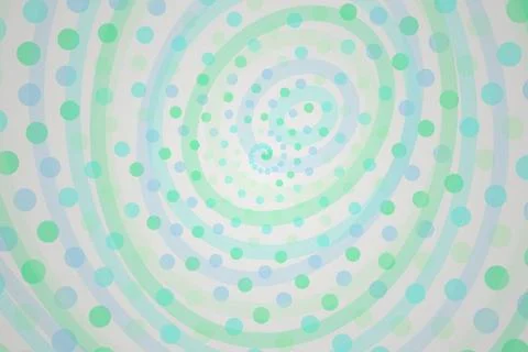 Abstract spiral pattern with blue and green dots in a swirl Stock Illustration