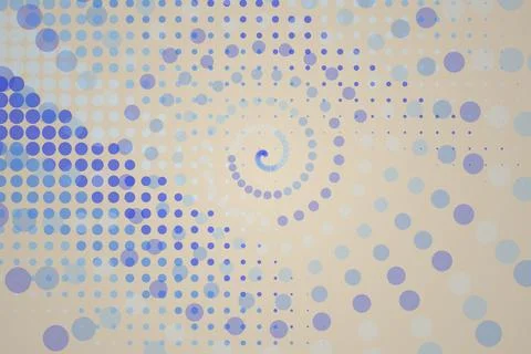 Abstract spiral pattern with blue and beige dots Stock Photos