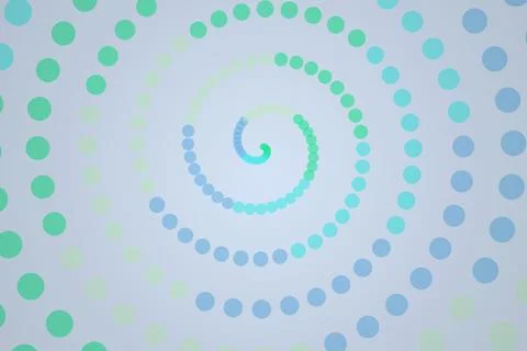 Abstract spiral pattern with blue and green dots Stock Photos