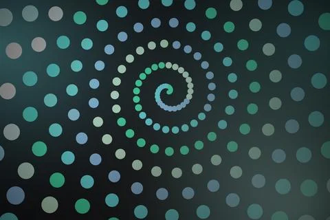 Abstract spiral pattern with blue and green dots in darkness Stock Photos