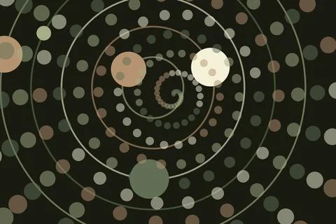 Abstract spiral pattern with colorful dots and circles Stock Illustration