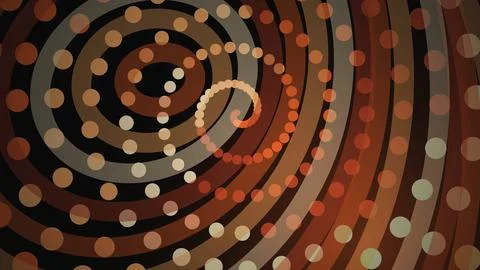 Abstract spiral pattern with colorful dots on dark background Stockillustratie