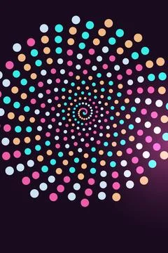 Abstract Spiral Pattern with Colorful Dots Stock Illustration