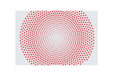 Abstract Spiral Pattern Created with Red Polka Dots on a Light Gray Backgroun Stock Illustration
