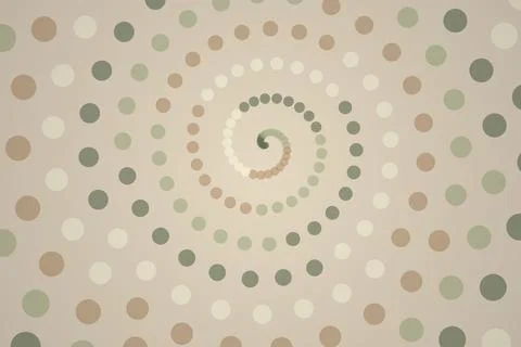 Abstract spiral pattern with dots in beige and green tones Stock Illustration