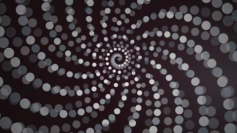 Abstract spiral pattern with glowing dots on dark background Stock Illustration