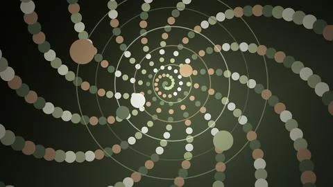Abstract spiral pattern with glowing dots on dark background Stock Illustration