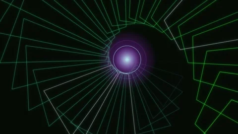 Abstract spiral pattern with glowing lines and shapes in motion Stock Footage 337301683
