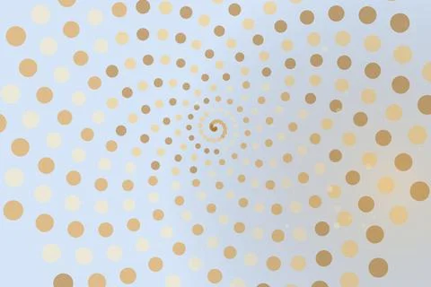 Abstract spiral pattern with gold and beige dots on blue Stock Illustration